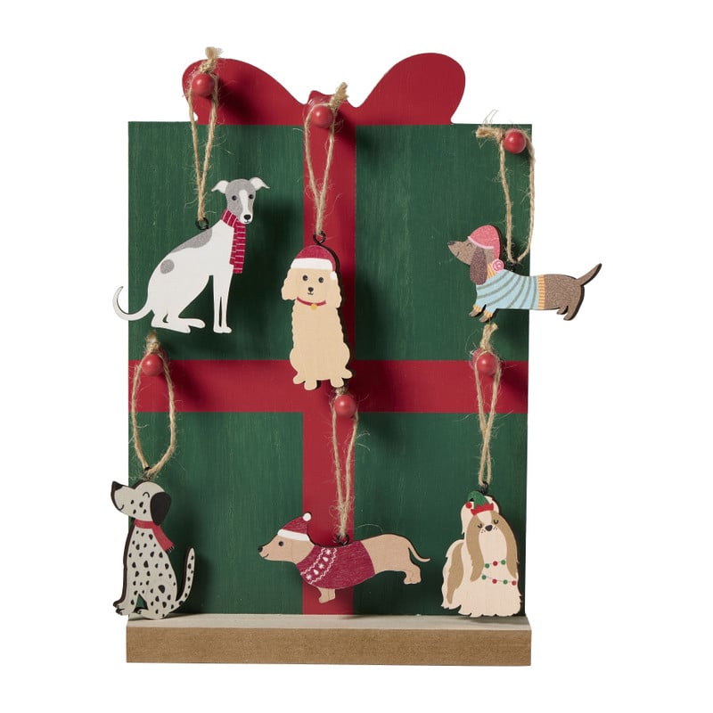 Kersthanger hond van hout - 20x6x30 cm - diverse varianten