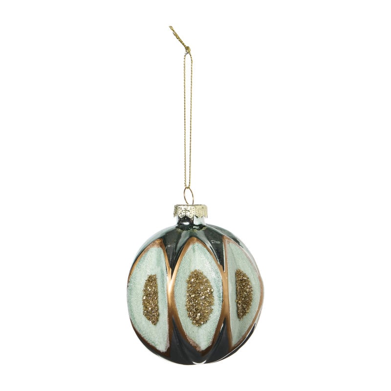 Kerstbal mint glitters - groen - ø8 cm