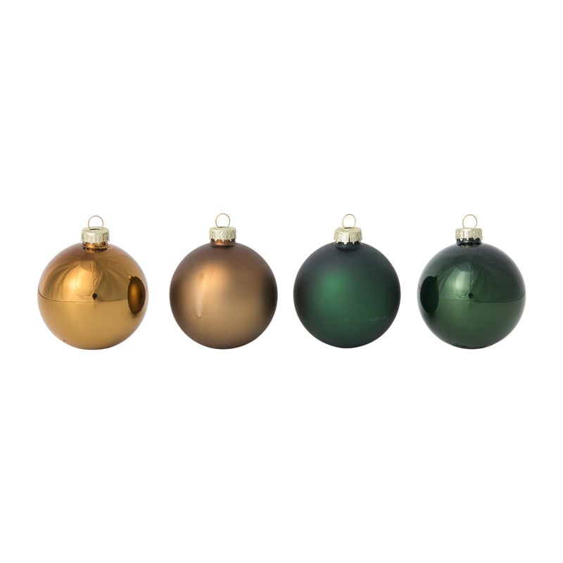 Box met kerstballen - groen - ø7 cm - set van 8
