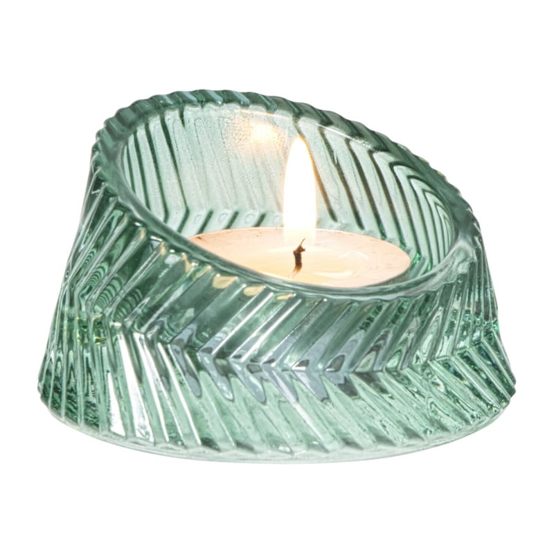 Waxinelichthouder open rond - groen - ø7.5x4.3 cm