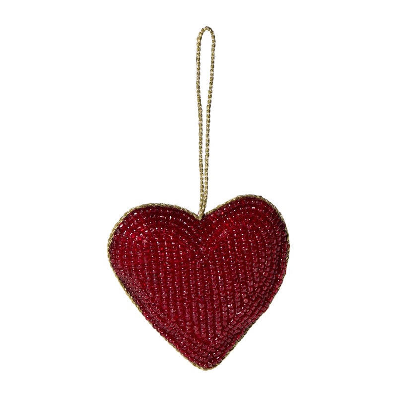 Kersthanger hart kraaltjes - rood - 8x8 cm