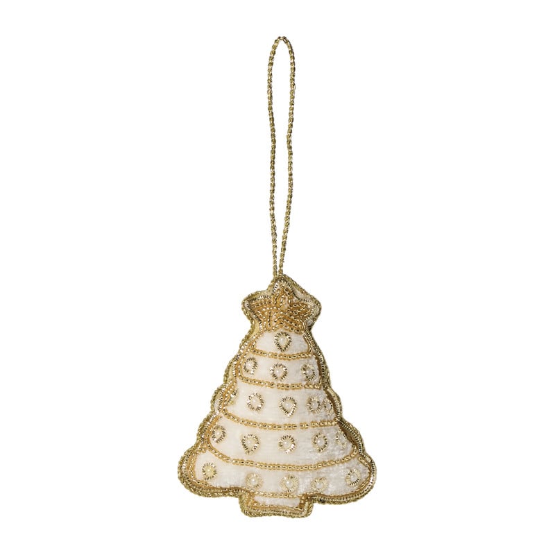 Kersthanger kerstboompje - wit - 9x7.5 cm