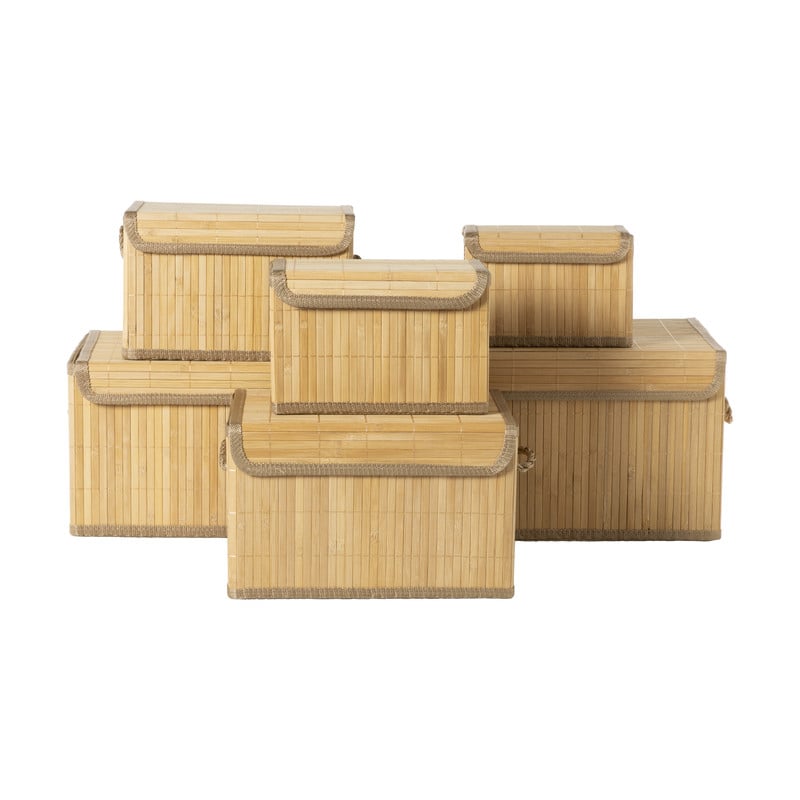 Bamboe mandenset - bruin - set van 6