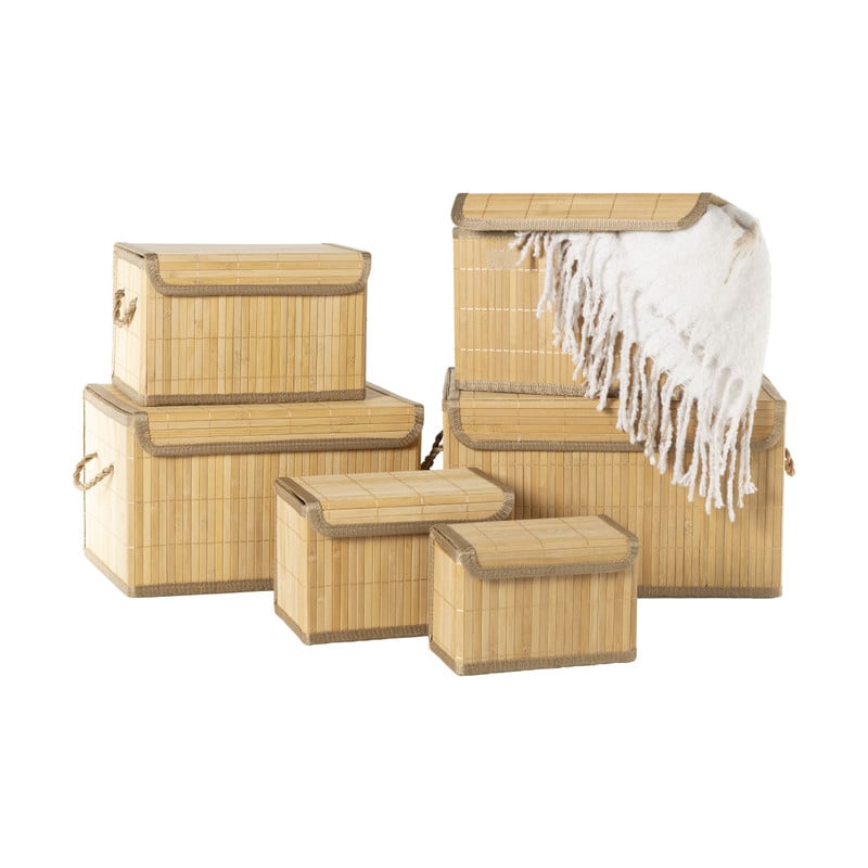 Bamboe mandenset - bruin - set van 6