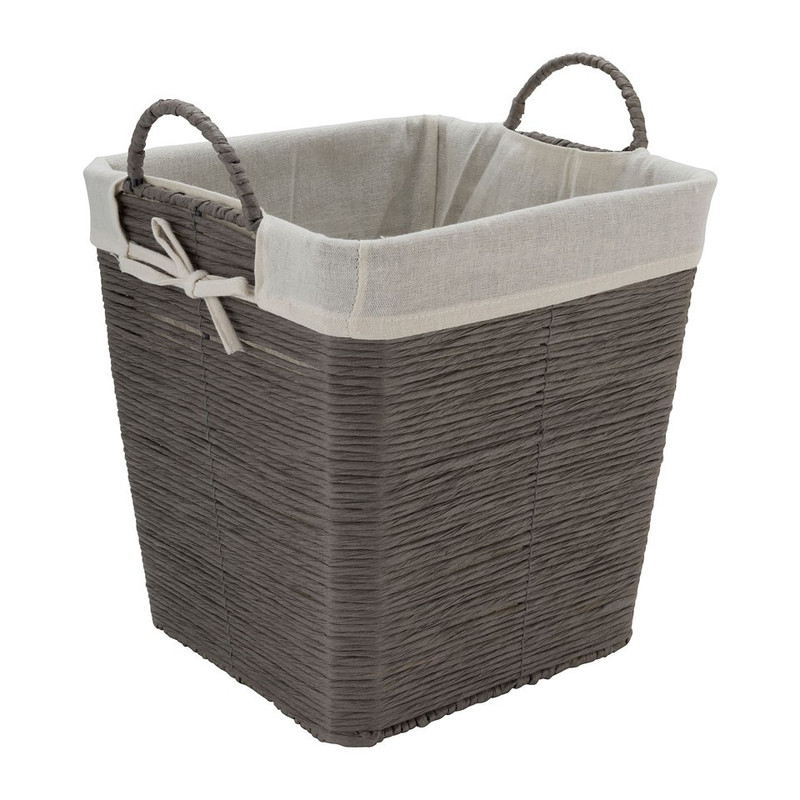 Wasmand Batavia met voering - grijs - 30x30x32 cm