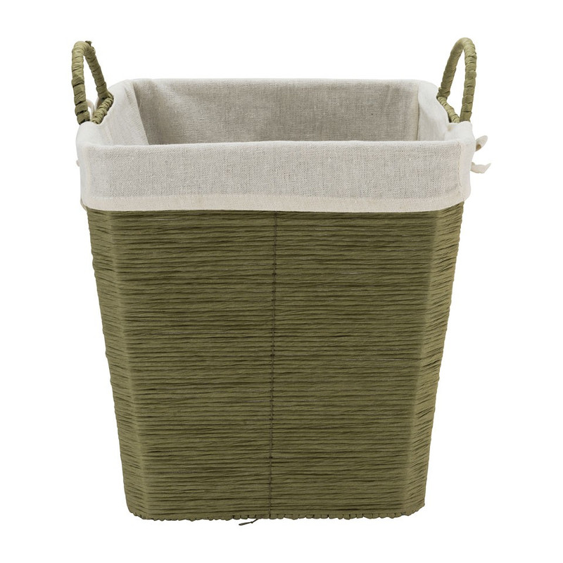Wasmand Batavia met voering - groen - 30x30x32 cm