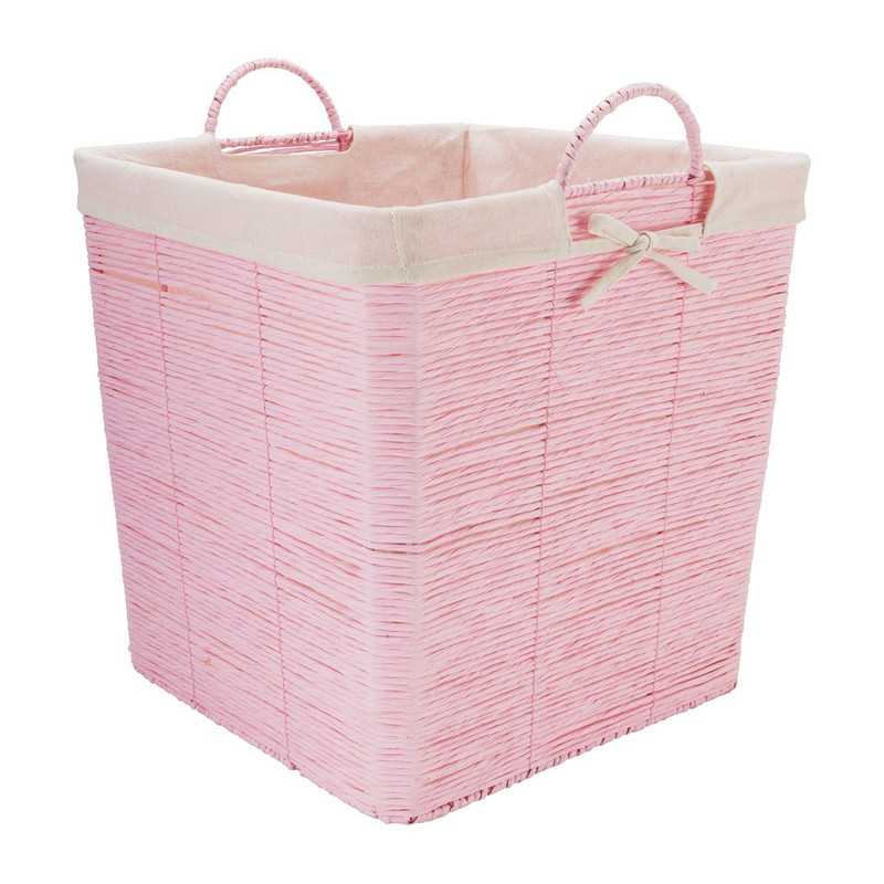 Wasmand Batavia met voering - roze - 40x40x40 cm