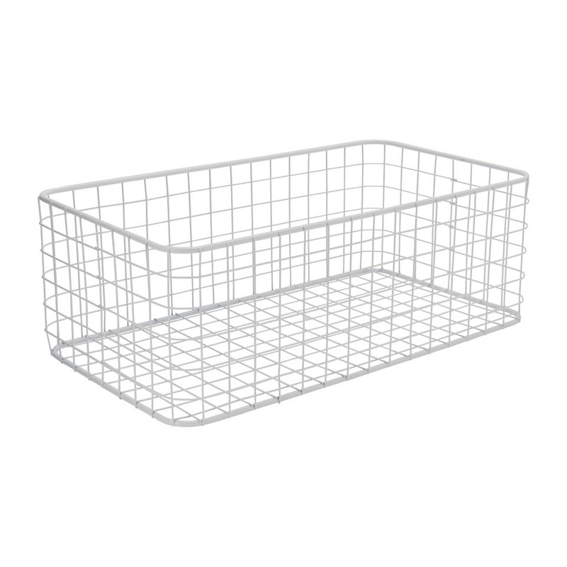 Lademand gevlochten metaal - wit - 25x45x16 cm