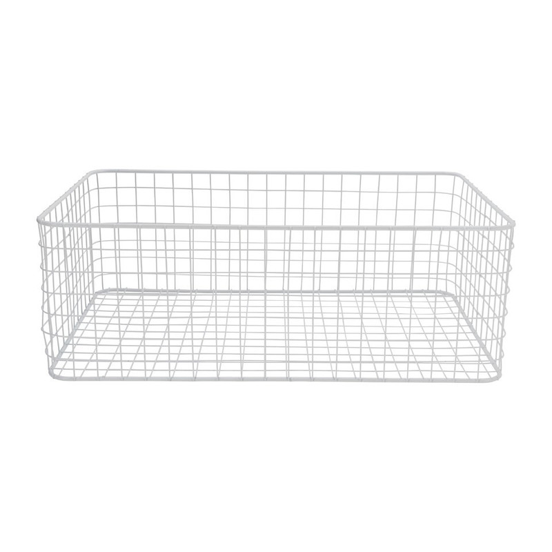 Lademand gevlochten metaal - wit - 35x55x19 cm