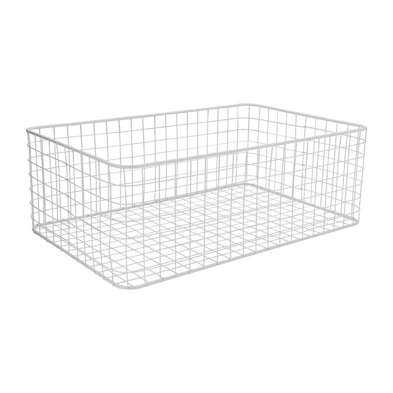 Lademand gevlochten metaal - wit - 35x55x19 cm