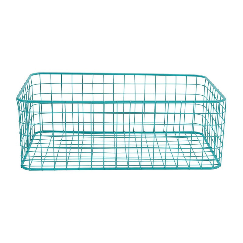 Lademand gevlochten metaal - blauw - 25x45x16 cm