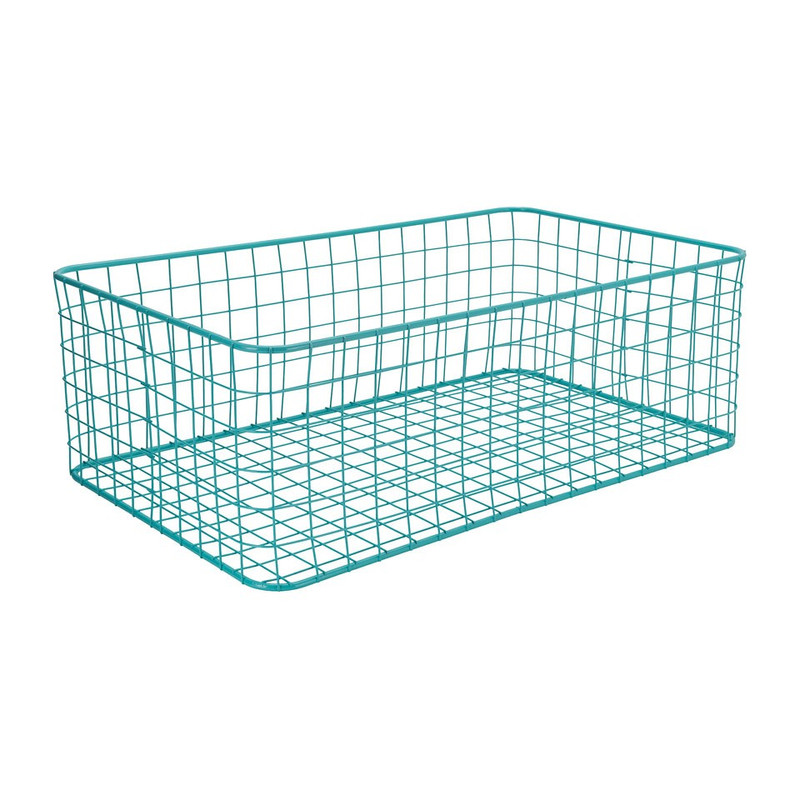 Lademand gevlochten metaal - blauw - 30x50x17 cm