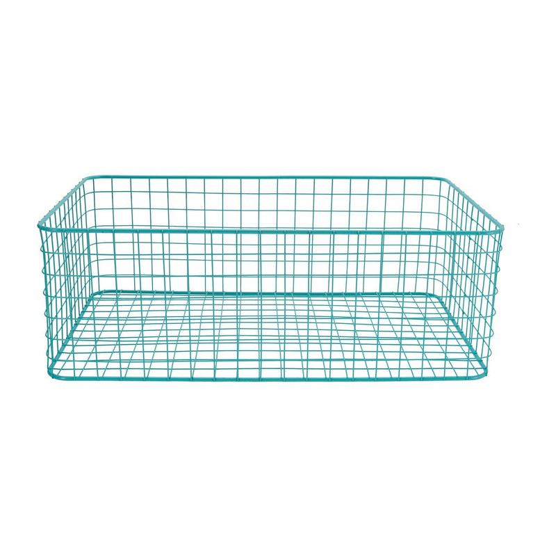 Lademand gevlochten metaal - blauw - 35x55x19 cm