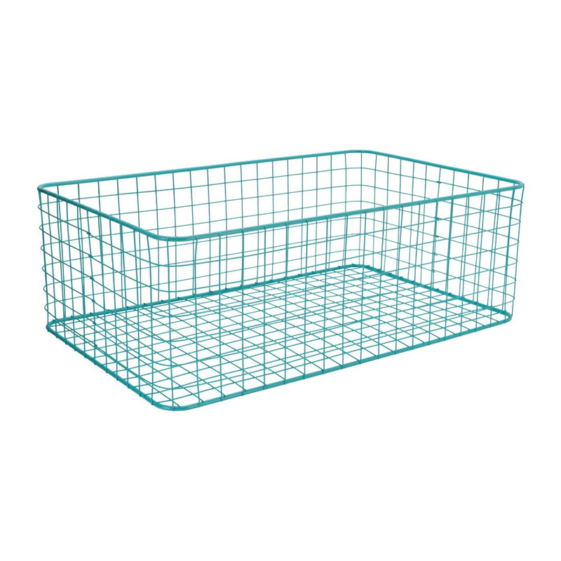 Lademand gevlochten metaal - blauw - 35x55x19 cm