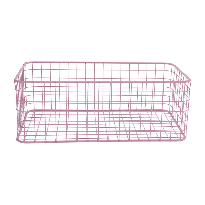 Lademand gevlochten metaal - roze - 25x45x16 cm