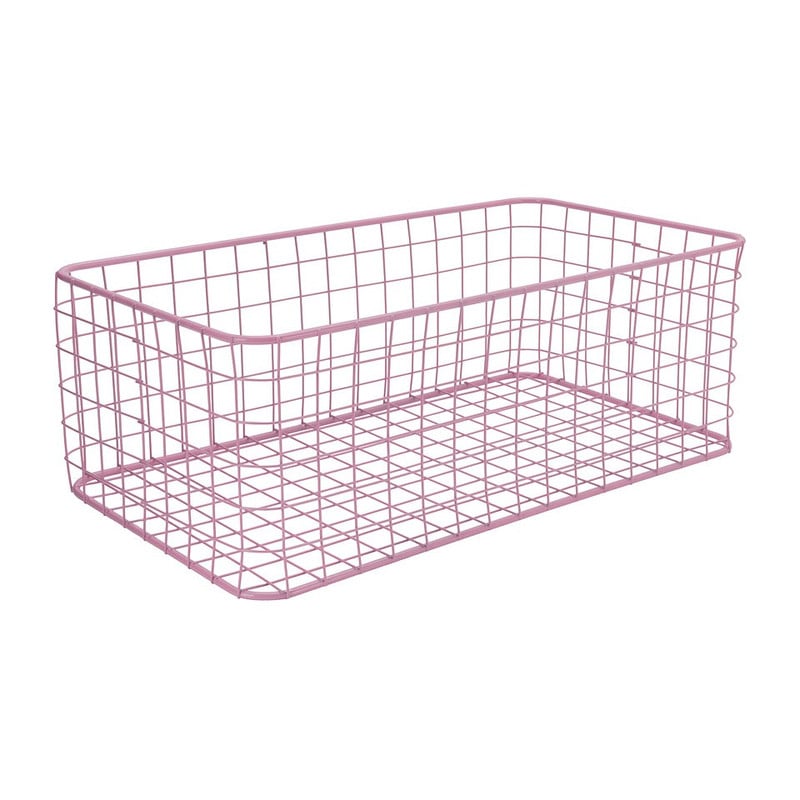 Lademand gevlochten metaal - roze - 25x45x16 cm