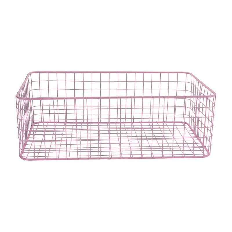 Lademand gevlochten metaal - roze - 30x50x17 cm