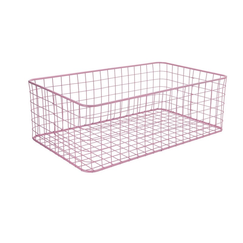 Lademand gevlochten metaal - roze - 30x50x17 cm