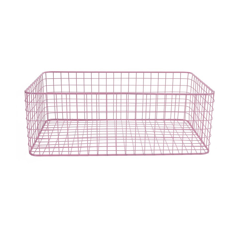 Lademand gevlochten metaal - roze - 35x55x19 cm