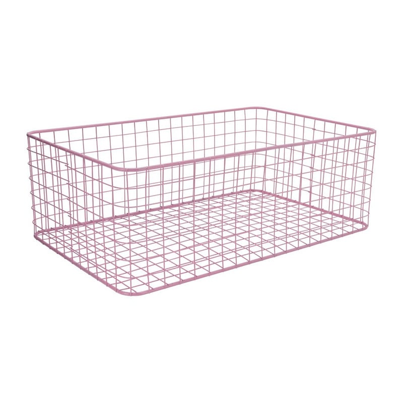 Lademand gevlochten metaal - roze - 35x55x19 cm