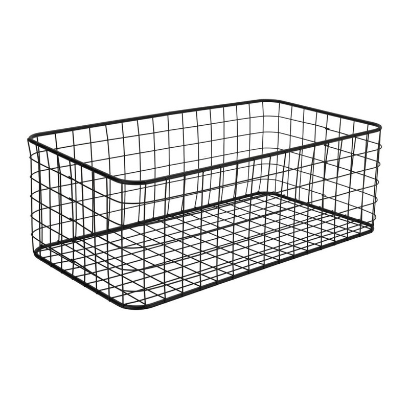 Lademand gevlochten metaal - zwart - 25x45x16 cm