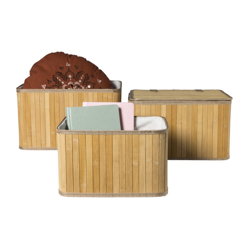 Opbergmand Oscar met deksel - set van 3