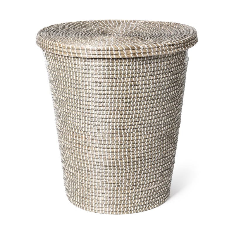 Zeegras wasmand met deksel - ⌀43x52 cm