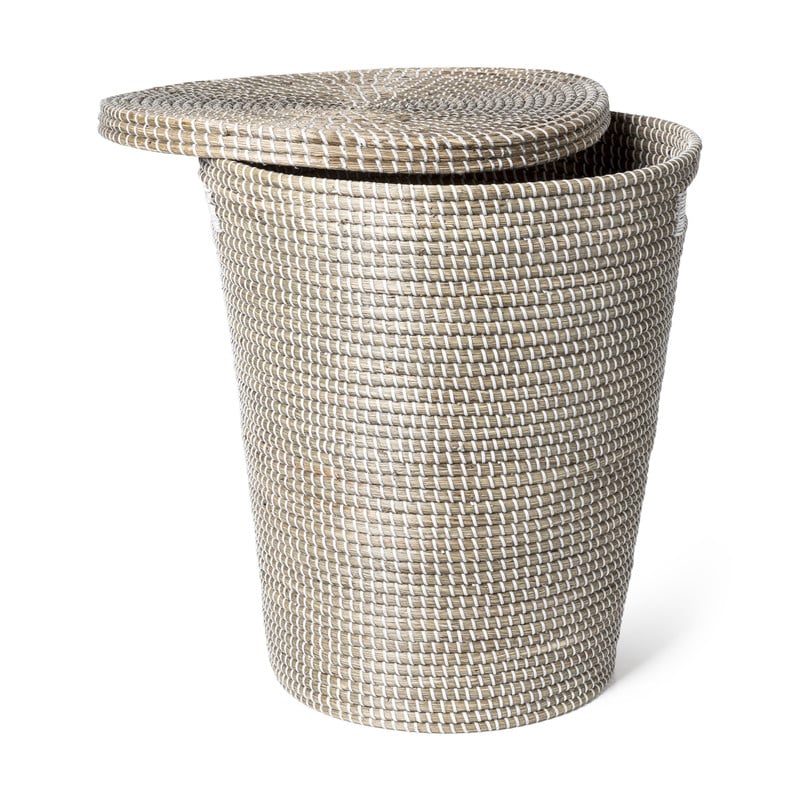 Zeegras wasmand met deksel - ⌀43x52 cm