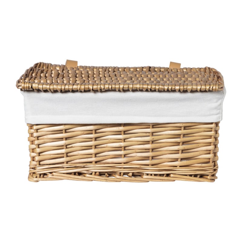 Mand met deksel - gevlochten wilg - 34x23x17 cm