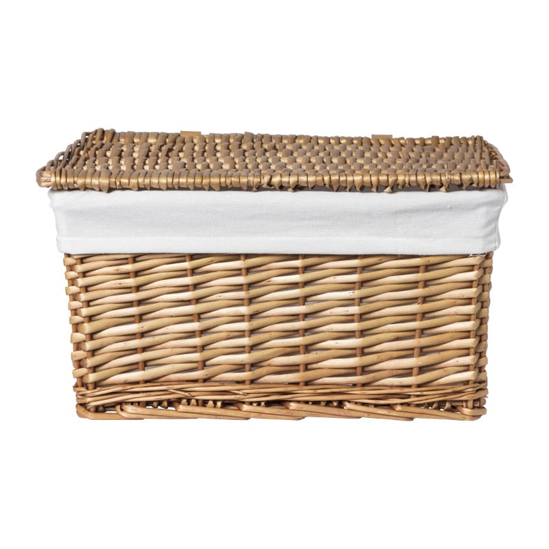 Mand met deksel - gevlochten wilg - 40x29x22 cm