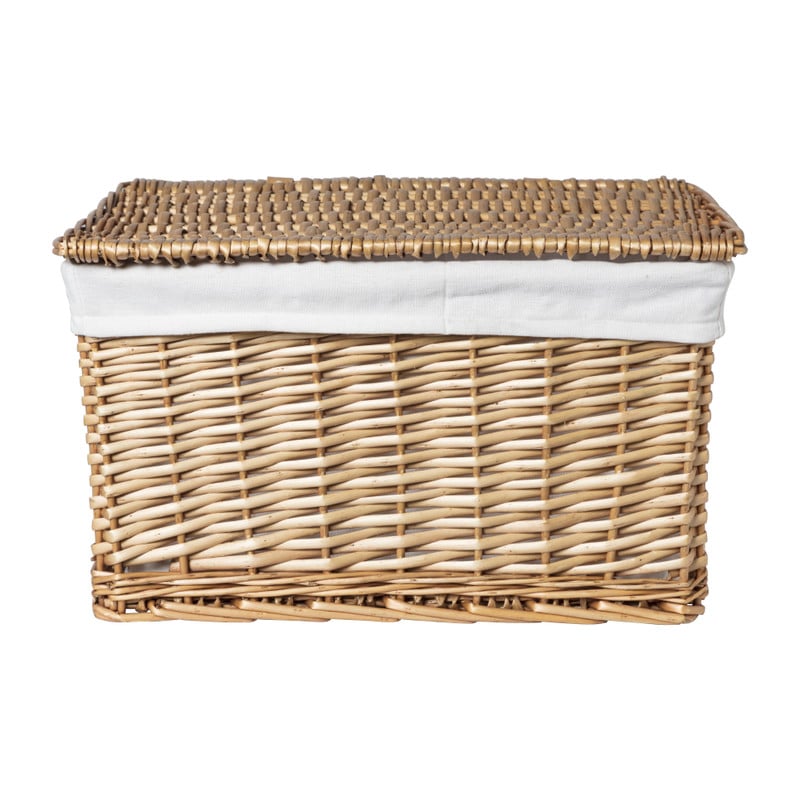 Mand met deksel - gevlochten wilg - 46x35x27 cm