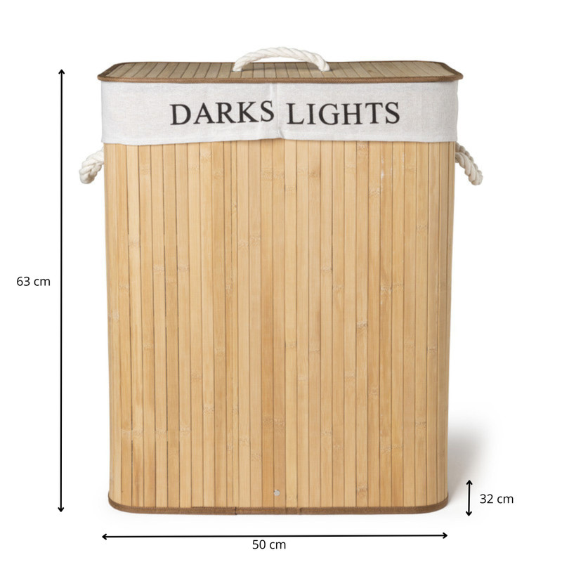 Wasmand darks/lights - bamboe - 63x50x32 cm