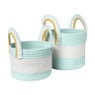 Mand colors met hengsels - blauw/wit - ø17x21 cm