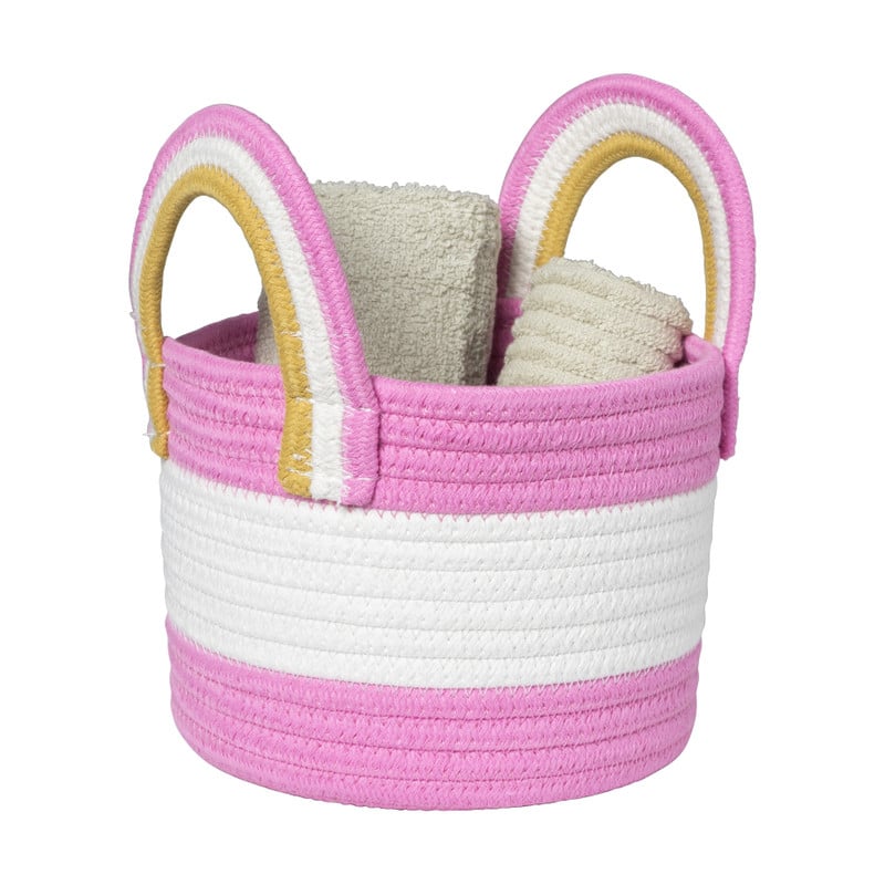 Mand colors met hengsels - roze/wit - ø13x17 cm