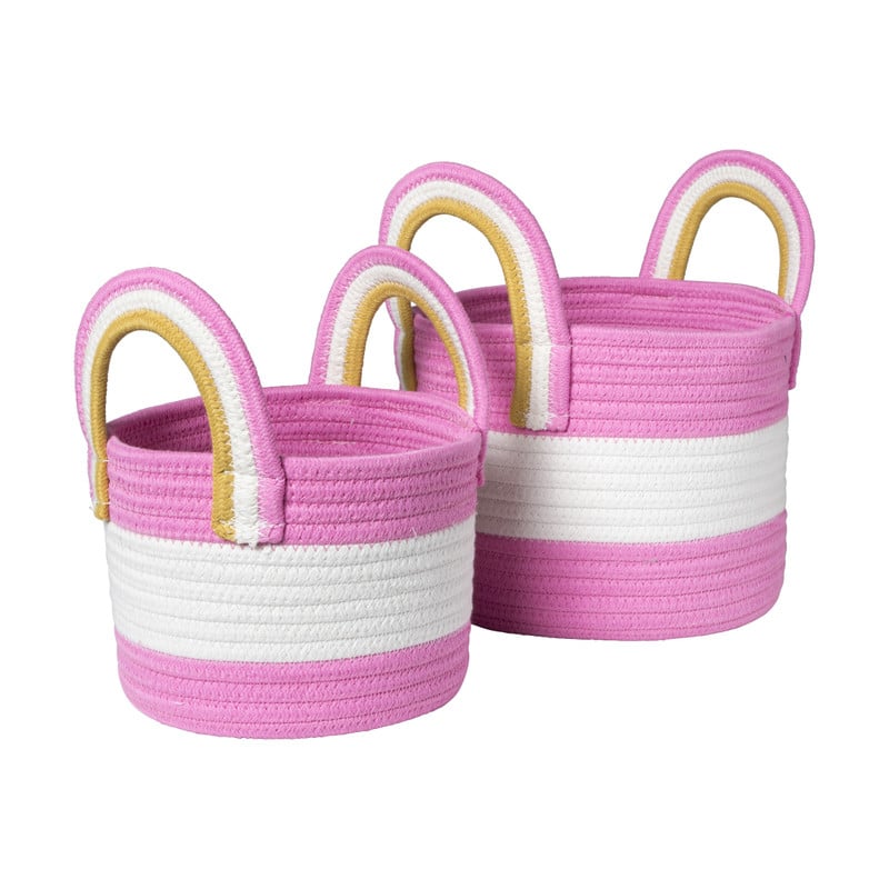 Mand colors met hengsels - roze/wit - ø17x21 cm