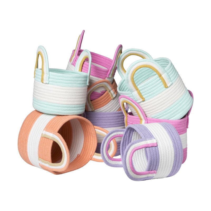 Mand colors met hengsels - oranje/wit - ø13x17 cm