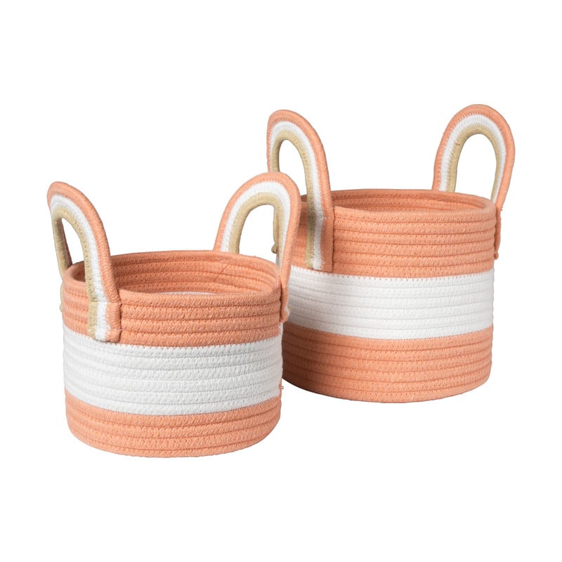 Mand colors met hengsels - oranje/wit - ø17x21 cm