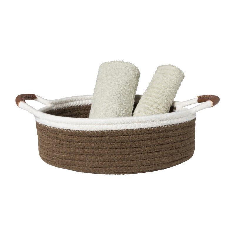 Mand colors laag - bruin/wit - ø27x9 cm