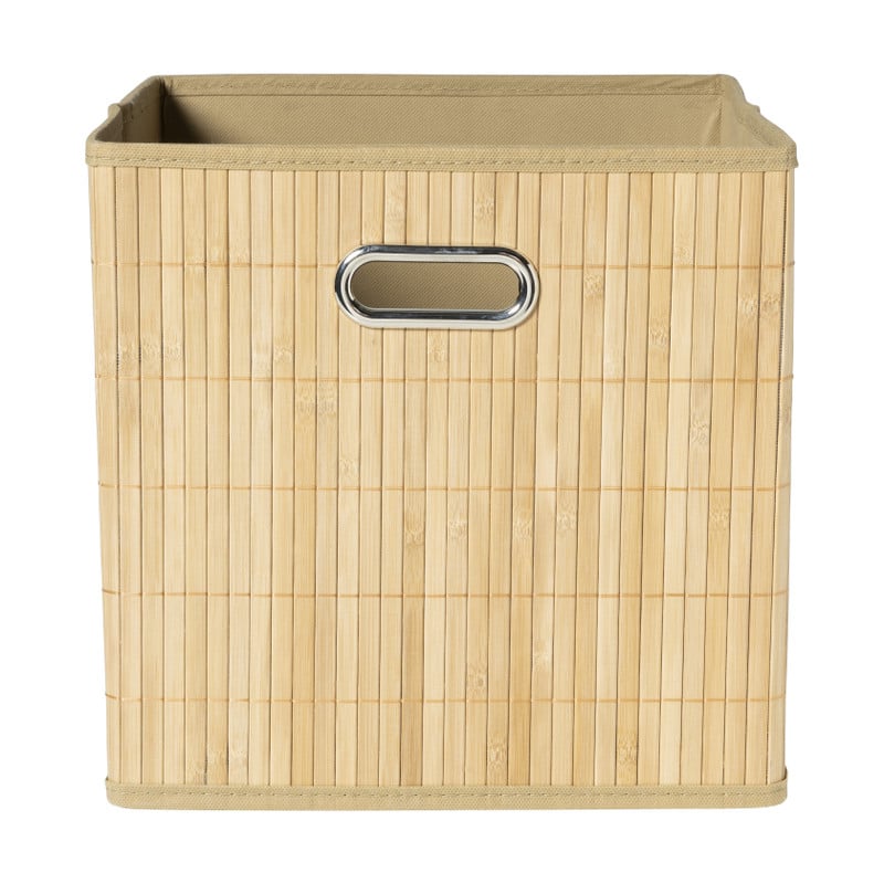 Opbergmand bamboe hoog - bruin - 31x31x31 cm