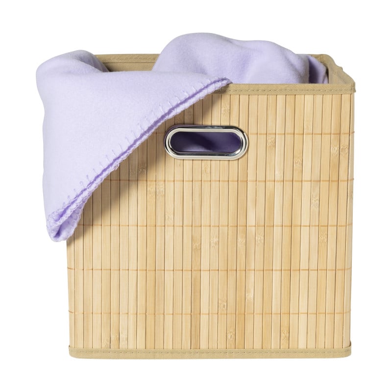 Opbergmand bamboe hoog - bruin - 31x31x31 cm