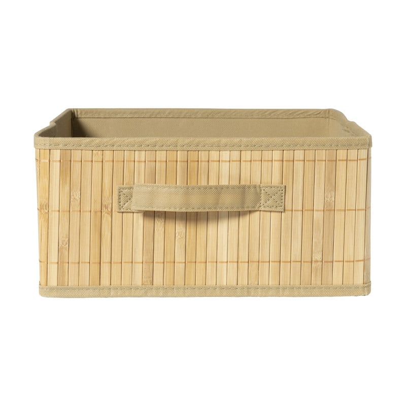 Opbergmand bamboe laag - bruin - 15x31x31 cm
