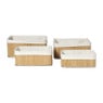 Mand bamboe met teddy - 10x27x21 cm - naturel/wit