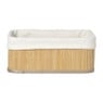 Mand bamboe met teddy - 12x30x23 cm - naturel/wit