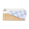 Mand bamboe met teddy - 14x33x25 cm - naturel/wit