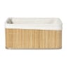 Mand bamboe met teddy - 16x36x27 cm - naturel/wit