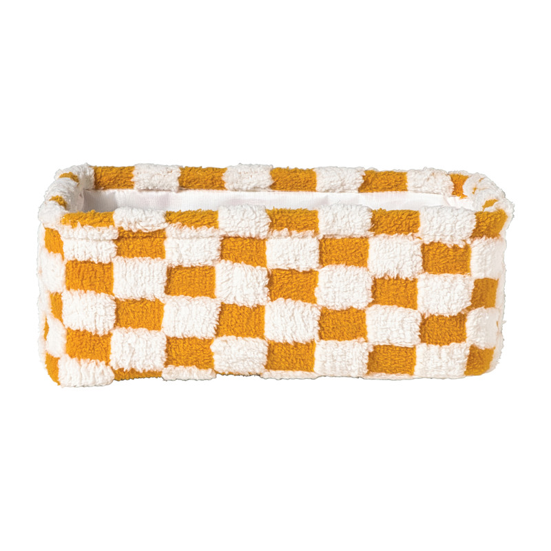 Mand checks klein - oranje/wit - 11x30x20 cm