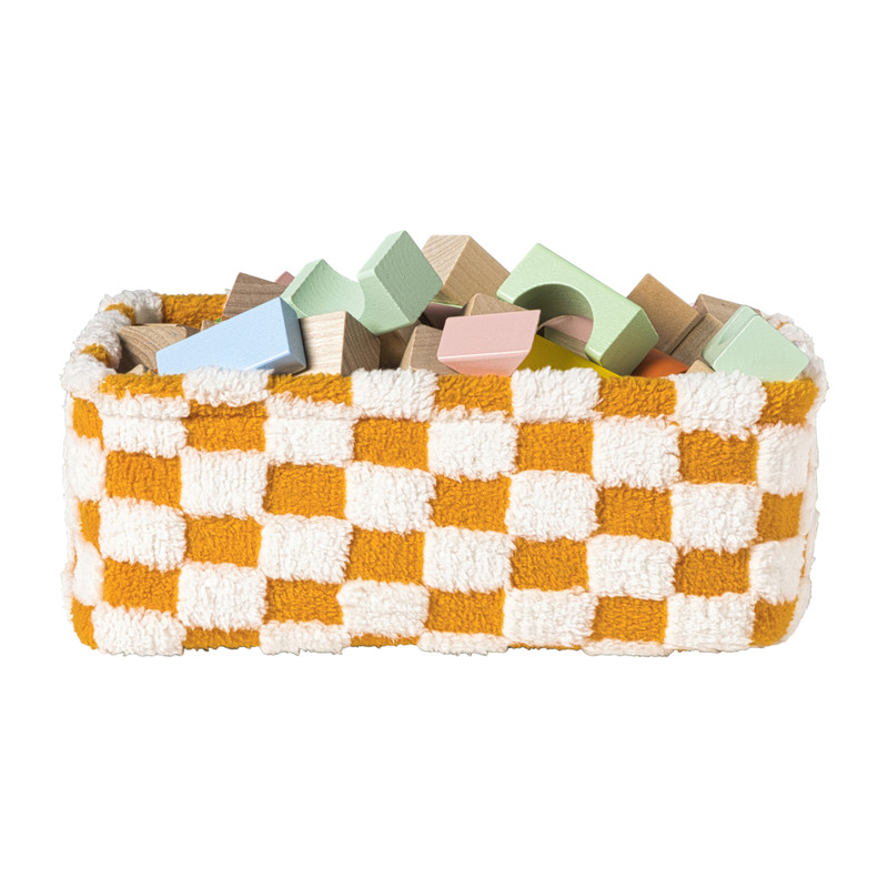 Mand checks klein - oranje/wit - 11x30x20 cm
