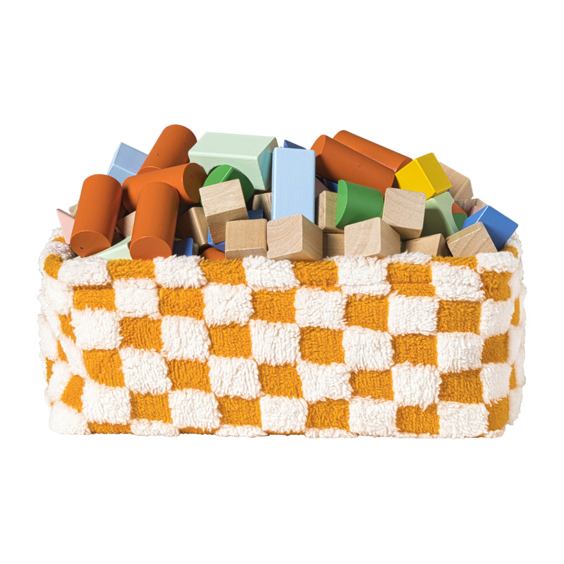 Mand checks middel - oranje/wit - 13x33x23 cm