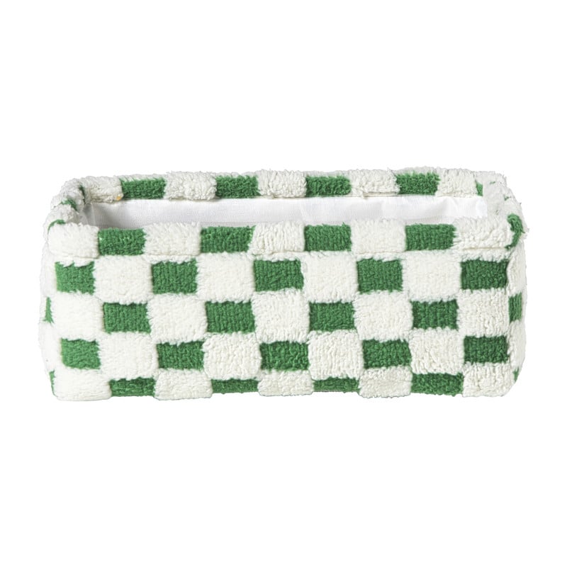 Mand checks klein - groen/wit - 11x30x20 cm