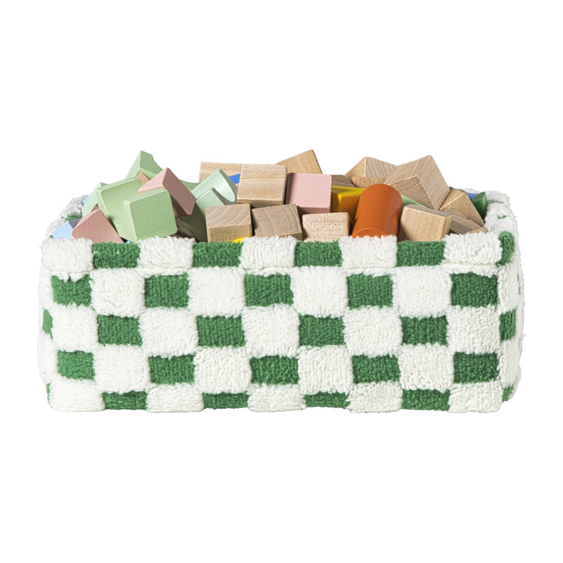 Mand checks klein - groen/wit - 11x30x20 cm